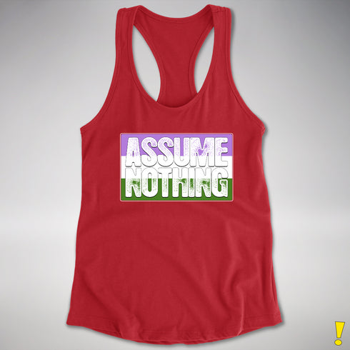 Assume Nothing Genderqueer Pride Flag Racerback Tank - Red