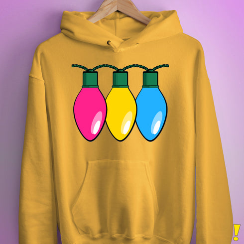 Pansexual Pride Christmas Lights Hoodie - Mustard