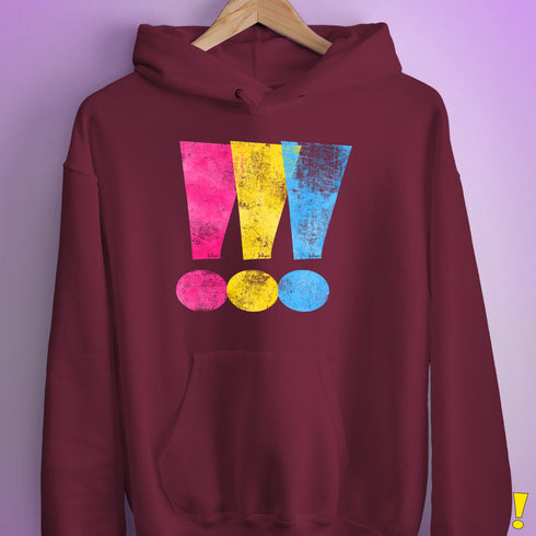 Pansexual Pride Exclamation Points Hoodie - Maroon