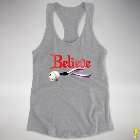 Believe Demisexual Pride Jingle Bell Racerback Tank - Heather Grey