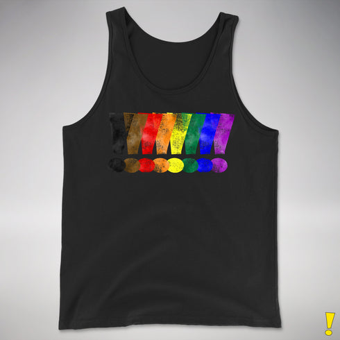 Distressed Philly LGBTQ Pride Whee! Exclamation Points Premium Tank - Black