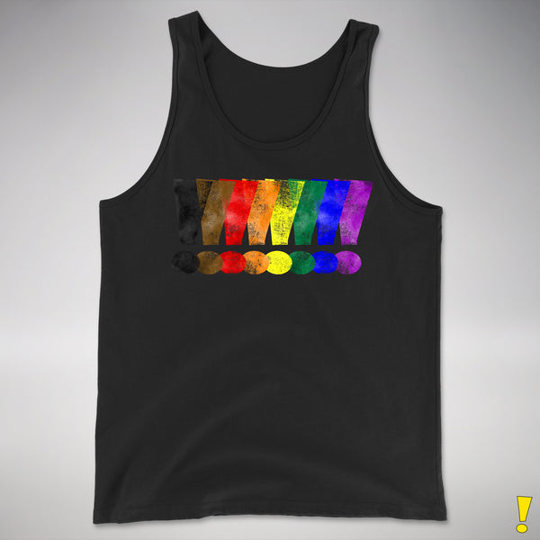 Distressed Philly LGBTQ Pride Whee! Exclamation Points Premium Tank - Black