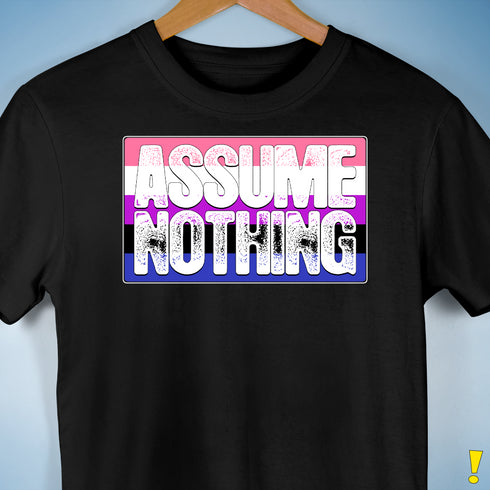 Assume Nothing Genderfluid Pride Flag Premium Unisex T-Shirt - Black