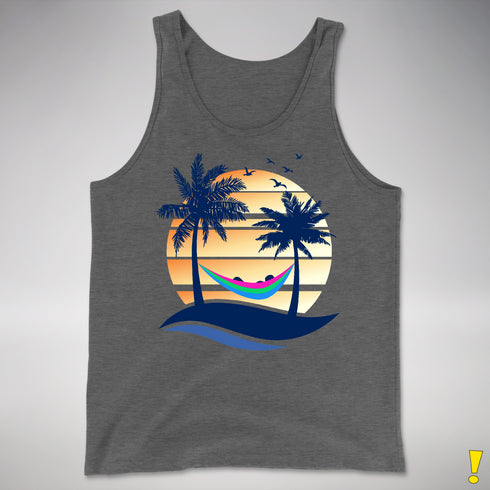 Polysexual Pride Hammock Summer Beach Sunset Premium Tank Top - Deep Heather