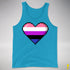 Genderfluid Pride 8-Bit Pixel Heart Premium Tank Top - Neon Blue