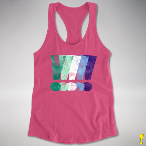 MLM Gay Pride Grunge Exclamation Points Racerback Tank - Hot Pink
