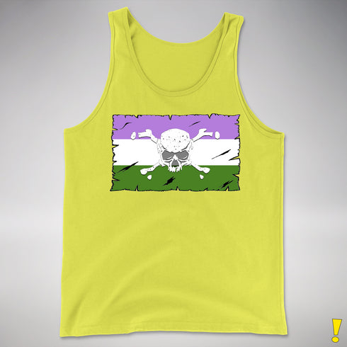 Genderqueer Pride Pirate Flag Premium Tank Top - Neon Yellow