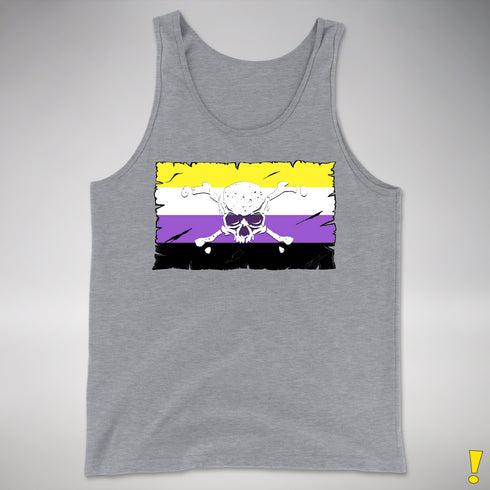 Nonbinary Pride Pirate Flag Premium Tank Top - Grey Heather