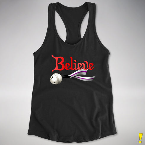 Believe Demisexual Pride Jingle Bell Racerback Tank - Black