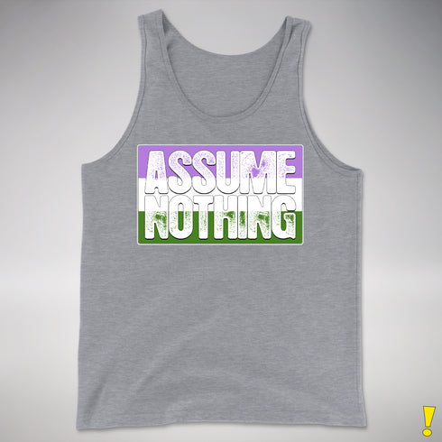 Assume Nothing Genderqueer Pride Flag Premium Tank Top - Grey Heather
