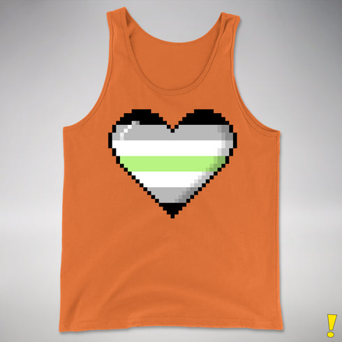 Agender Pride 8-Bit Pixel Heart Premium Tank Top - Orange
