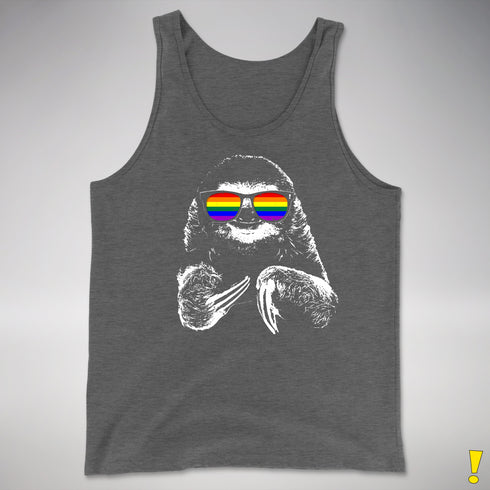 Pride Sloth LGBTQ Flag Sunglasses Premium Tank Top - Deep Heather