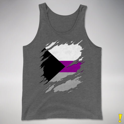 Demisexual Pride Flag Ripped Reveal Premium Tank Top - Deep Heather