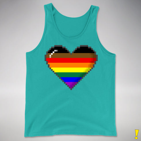 Philly LGBTQ Pride 8-Bit Pixel Heart Premium Tank Top - Teal