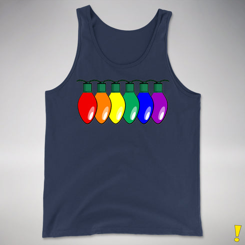 LGBTQ Pride Christmas Lights Premium Tank Top - Navy