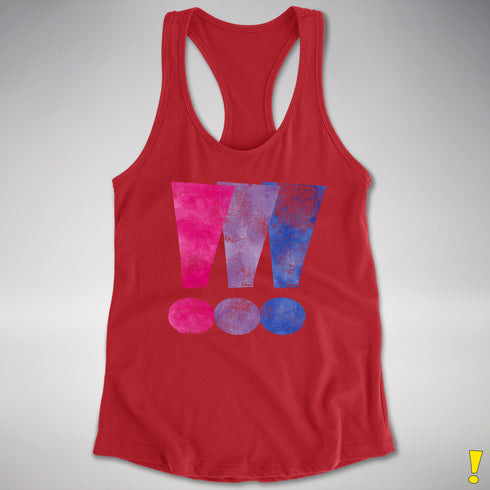 Bisexual Pride Exclamation Points Racerback Tank - Red
