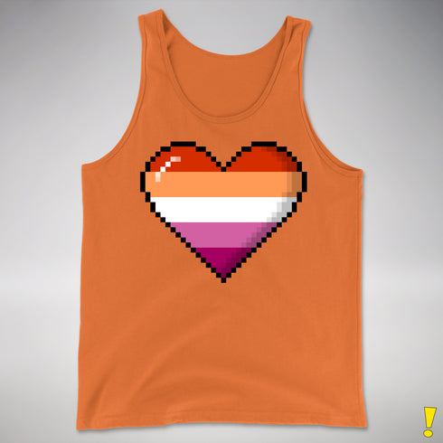 Lesbian Pride 8-Bit Pixel Heart Premium Tank Top - Orange