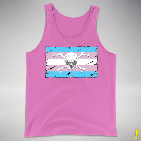 Transgender Pride Pirate Flag Premium Tank Top - Neon Pink