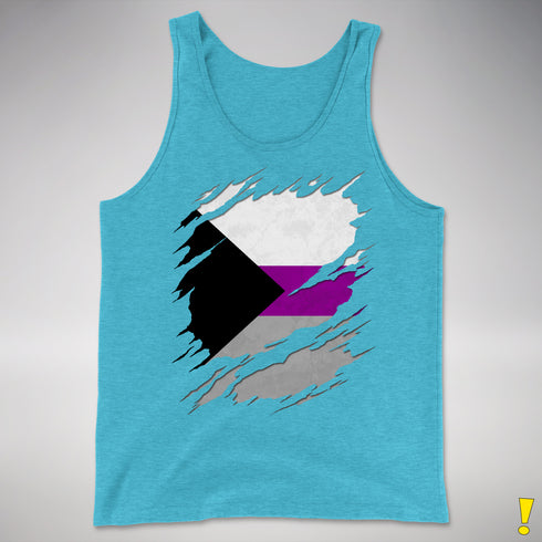 Demisexual Pride Flag Ripped Reveal Premium Tank Top - Aqua Triblend
