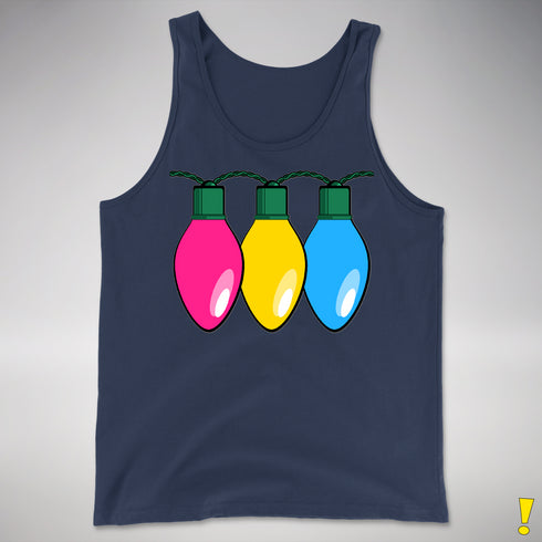 Pansexual Pride Christmas Lights Premium Tank Top - Navy