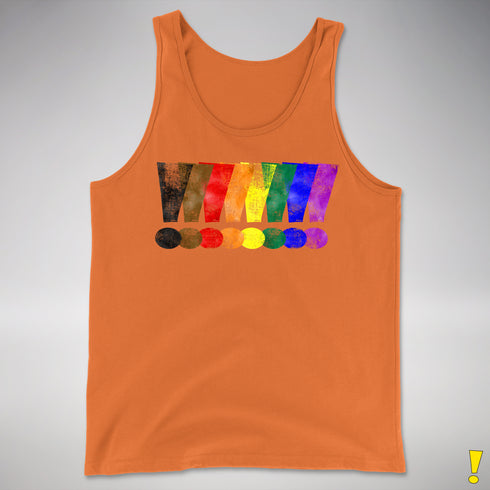 Distressed Philly LGBTQ Pride Whee! Exclamation Points Premium Tank - Orange