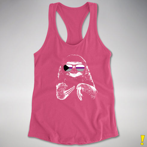 Pride Sloth Demisexual Pride Flag Sunglasses Women's Racerback Tank - Hot Pink