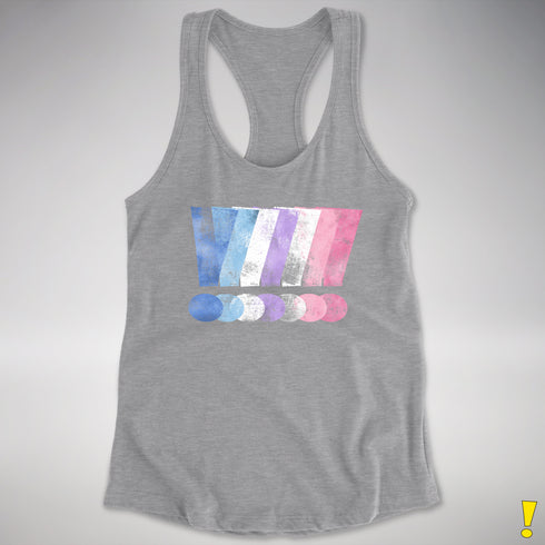 Bigender Pride Grunge Exclamation Points Racerback Tank - Heather Grey