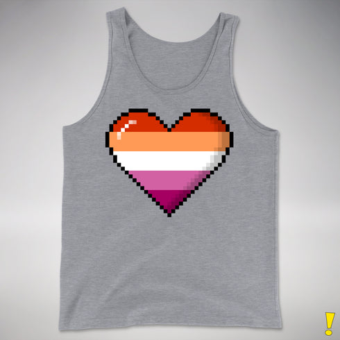Lesbian Pride Pixel Heart Premium Tank Top - Grey Heather