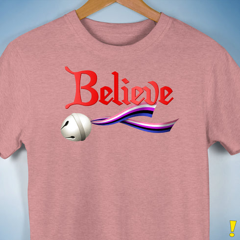 Believe Genderfluid Pride Jingle Bell Premium Unisex T-Shirt - Mauve Heather