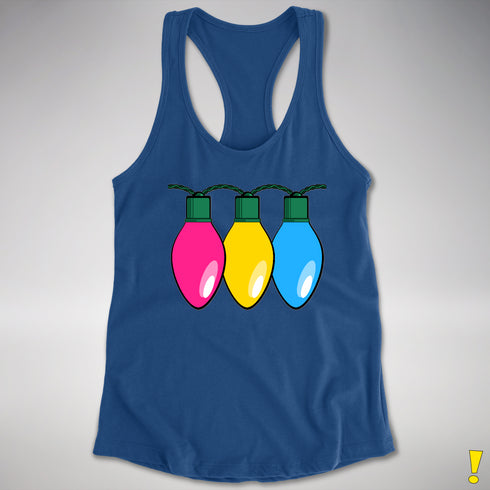Pansexual Pride Christmas Lights Racerback Tank - Royal