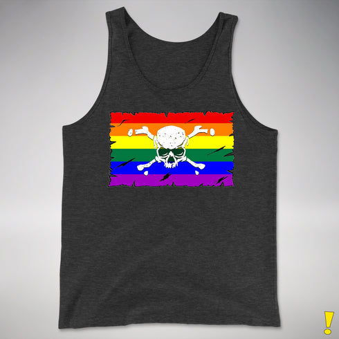 LGBTQ Rainbow Pride Pirate Flag Premium Tank Top - Charcoal Triblend