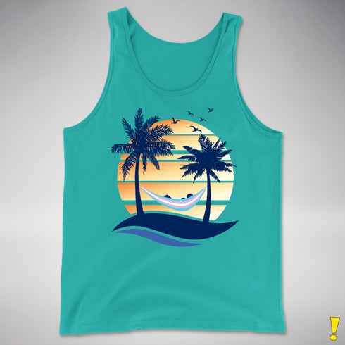 Transgender Pride Hammock Summer Beach Sunset Premium Tank Top - Teal