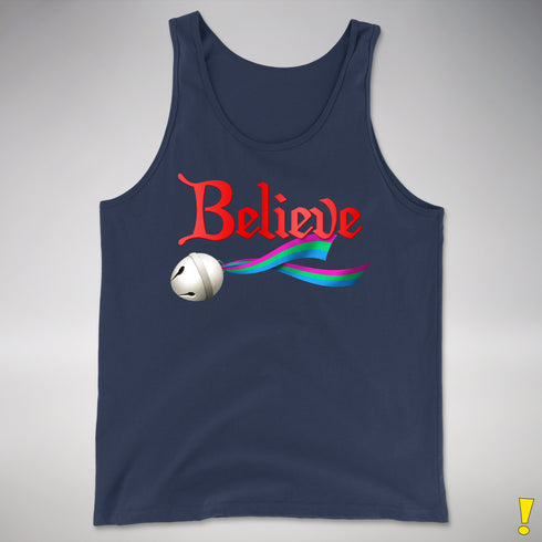 Believe Polysexual Pride Jingle Bell Premium Tank Top - Navy
