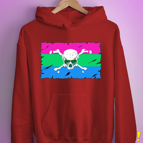 Polysexual Pride Pirate Flag Hoodie - Red