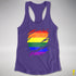 LGBTQ Pride Flag Ripped Reveal Racerback Tank - Purple