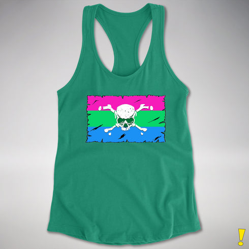 Polysexual Pride Pirate Flag Racerback Tank - Kelly Green