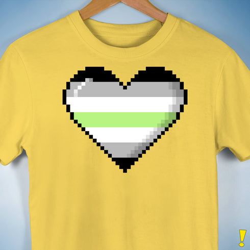 Agender Pride 8-Bit Pixel Heart Premium Unisex T-Shirt - Yellow