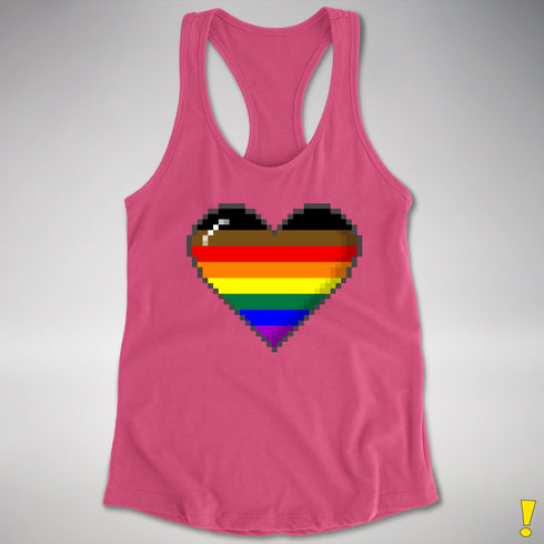 Philly LGBTQ Pride 8-Bit Pixel Heart Racerback Tank - Hot Pink