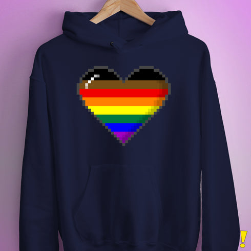 Philly LGBTQ Pride 8-Bit Pixel Heart Hoodie - Navy