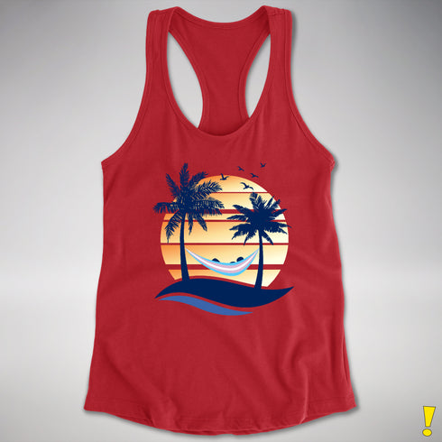 Transgender Pride Hammock Summer Beach Sunset Racerback Tank - Red