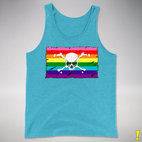 Gilbert Baker LGBTQ Pride Pirate Flag Premium Tank Top - Aqua Triblend