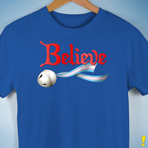 Believe Transgender Pride Jingle Bell Premium Unisex T-Shirt - Royal Blue