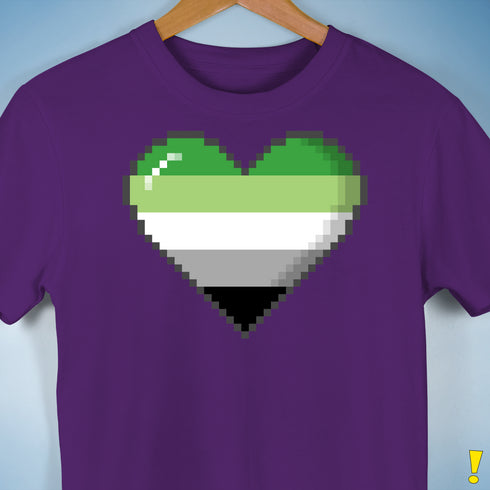 Aromantic Pride 8-Bit Pixel Heart Premium Unisex T-Shirt - Purple
