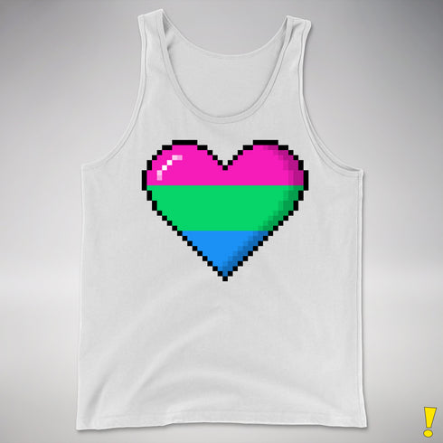 Polysexual Pride Pixel Heart Premium Tank Top - White