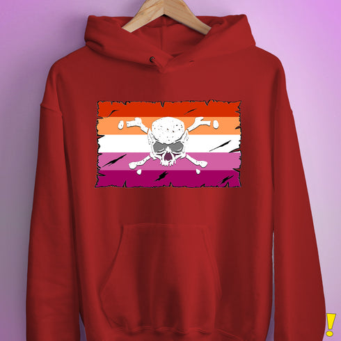 Lesbian Pride Pirate Flag Hoodie - Red