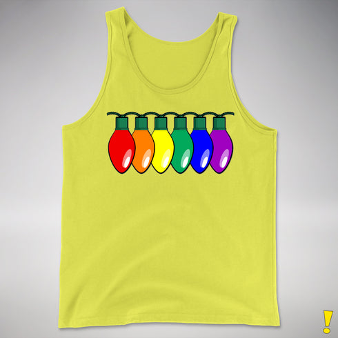 LGBTQ Pride Christmas Lights Premium Tank Top - Neon Yellow