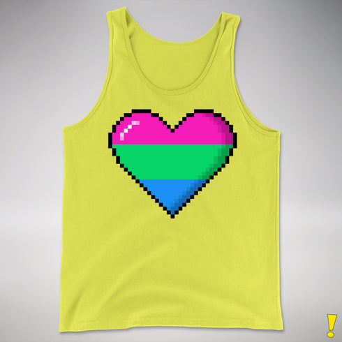Polysexual Pride 8-Bit Pixel Heart Premium Tank Top - Neon Yellow
