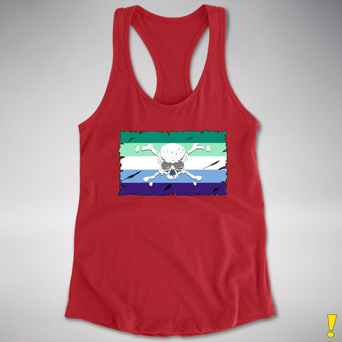 Gay Male Pride Pirate Flag Racerback Tank - Red