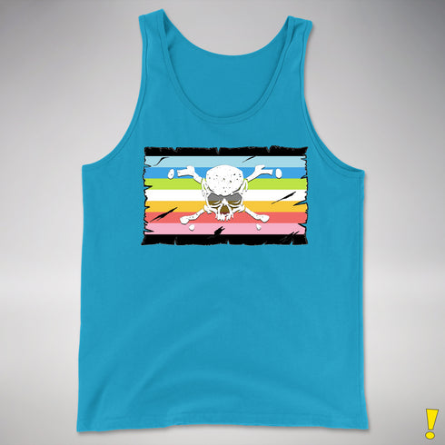 Queer Pride Pirate Flag Premium Tank Top - Neon Blue