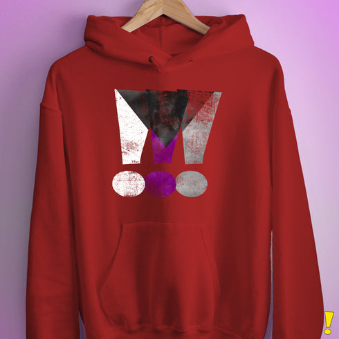 Demisexual Pride Grunge Exclamation Points Hoodie - Red